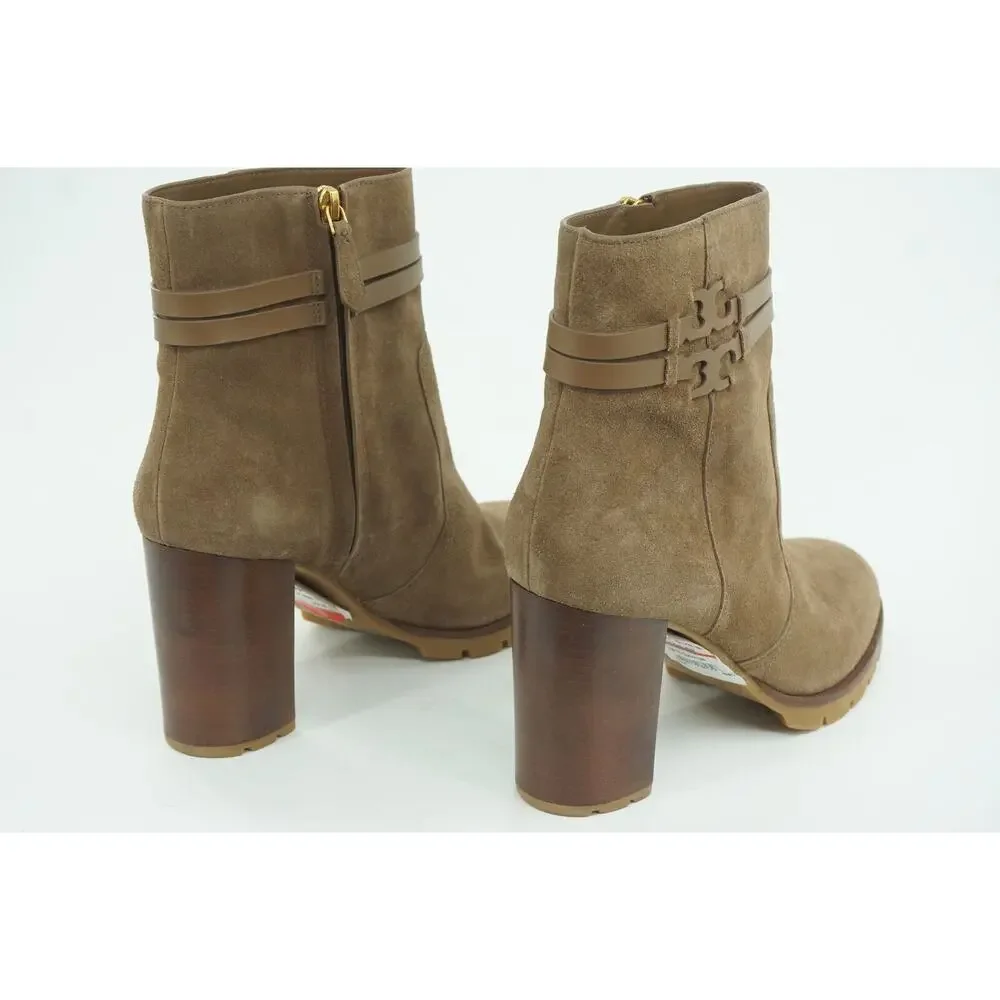Tory Burch Leigh Suede Lace Up High Heel Ankle Boots SZ 11 Lug Logo $495